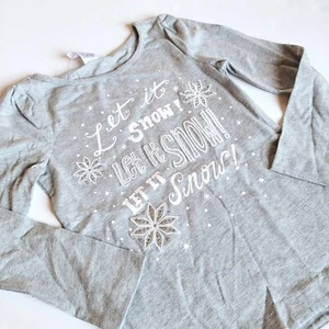 Gymboree Girls sz 6 Cozy Ski Lodge Gray Let it Snow Long Sleeve Tee NWT  - Picture 1 of 3