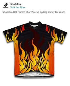 ScudoPro Hot Flames Short Sleeve Cycling Jersey - Youth M - New W/ Tag - Picture 1 of 4