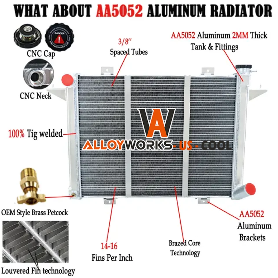 Radiador de aluminio 3 filas para Dodge D250 D350 W250 W350 Cummins 1991-1993 1992 5,9 Foto 1 de 4