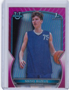 MATAS BUZELIS 2023 BOWMAN CHROME U 1ST BOWMAN PINK REFRACTOR NM #84