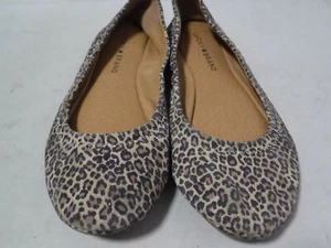 GA8 Lucky Brand Elainy Brown Leopard Animal Leather Ballet Flats Womens Size 7.5 - Picture 1 of 16