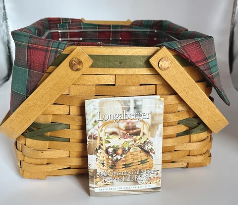 Longaberger Christmas Collection 2000 Edition Green Deck The Halls Basket Liner Cover