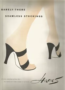 50er Jahre Hanes Nahtlose Strümpfe Werbung 1957 - Bild 1 von 1