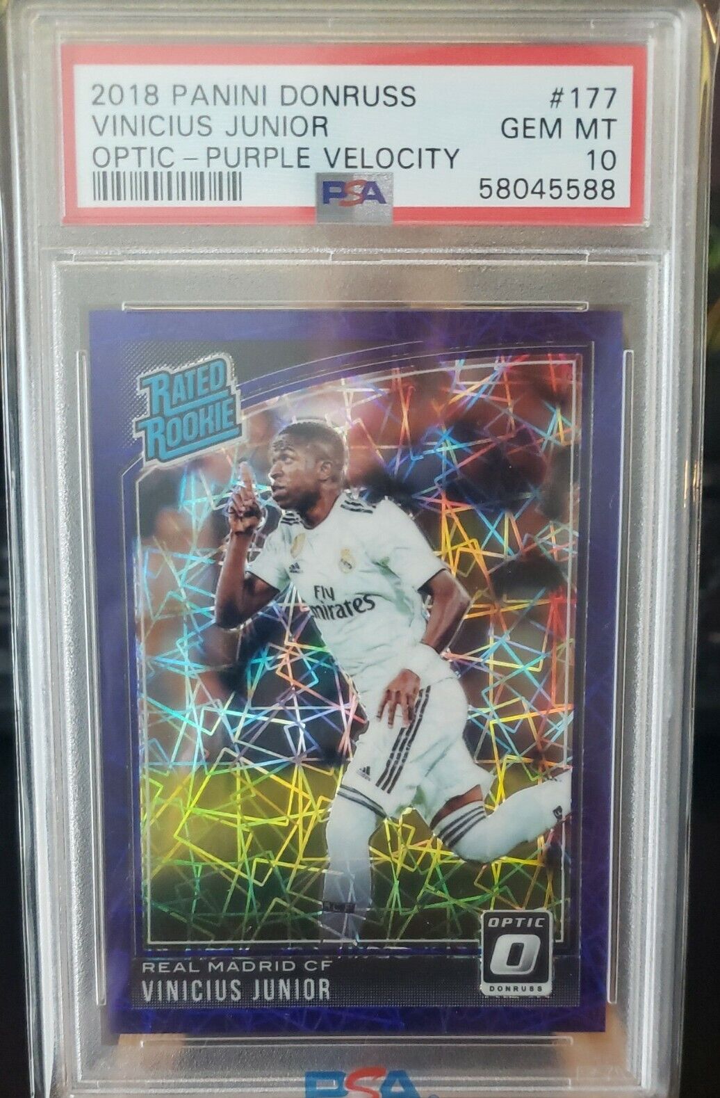 2018 Panini Donruss Optic Purple Velocity #177 Vinicius Junior /125 PSA 10 GM MT