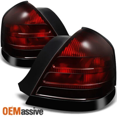 Fit 99-11 Ford Crown Victoria Dark Red 2 Bulbs Sockets Tail Lights Replacement - Image 1 of 4