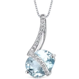 "Colgante de aguamarina y diamantes de oro blanco de 14 K 1,54 quilates, 18" - Imagen 1 de 4