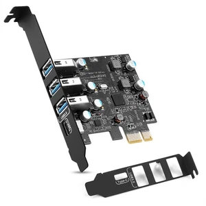 PCIe Port to USB 3.0 Expansion Card 5Gbps 3 USB A & 1 Type C Ports For 2U Case - Zdjęcie 1 z 6