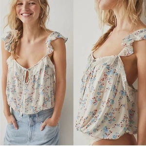 Body Free People Boho Coquette Take It Away pizzo floreale top avorio taglia S nuovo con etichette - Foto 1 di 13