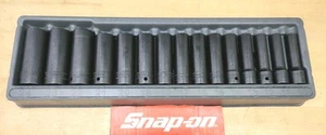 New Snap On 315IMMYA - 1/2" Drive 15 Pc Metric Deep 6Pt Impact Socket Set - Picture 1 of 4