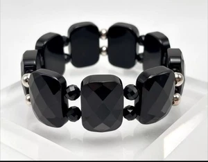 Beautiful JAY KING MINE FINDS DRT Midnight Chalcedony Bead Stretch Bracelet NIB - Picture 1 of 9
