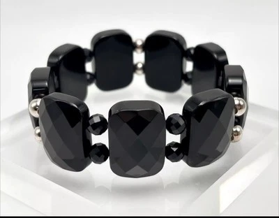 Hermosa pulsera elástica con cuentas de calcedonia medianoche JAY KING MINE FINDS DRT NUEVA EN CAJA Foto 1 de 4