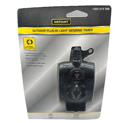 Defiant Outdoor Plug-In Light Sensing Timer Dusk to Dawn 15A Grounded. {1} - Image 1 of 4