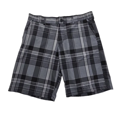 Ocean Pacific OPFlex 短裤男式 36 黑色格子 4 路弹力 11 英寸内缝二手状况完好 LN — 第 1/4 张图片