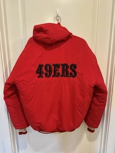 VTG 80s Delong NFL San Francisco SF 49ers Zip Hooded Jacket Quilted Large CLEAN - Picture 1 of 15