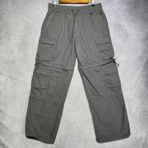 Pacsun Convertible Cargo Pants Mens Medium Gray Baggy Utility Zip Off Pockets - Picture 1 of 18