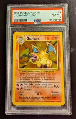 Pokémon Charizard Base Set Holo Unlimited Rare Card 4/102 PSA 8 - Image 1 of 3