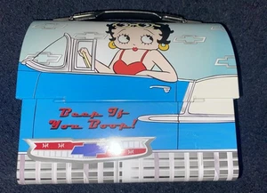 Chevy Betty Boop Dome Lid Tin Metal Lunch Box Chevrolet 2001 GM Vandor - Picture 1 of 9