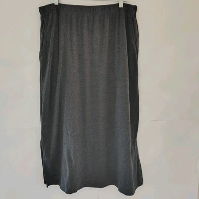Woman Within Plus Size Cotton Midi Skirt Sz 1X Elastic Waist Pockets Soft Comfy  - Image 1 of 4