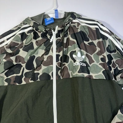 Adidas Camuflada Para Mujer Cortavientos XL Chaqueta con Capucha Cremallera Verde Ropa de Calle Informal Foto 1 de 4