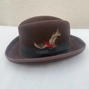 Scala Pate Fedora Hut Wollfilz Feder Akzent braun - Bild 1 von 7