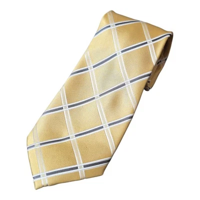 Donald J. Trump Signature Collection 100% Silk Tie Yellow Plaid 62” x 3.5” - Image 1 of 4