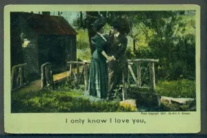 Cartolina coppia romantica IO SO CHE TI AMO 1908 - Foto 1 di 1