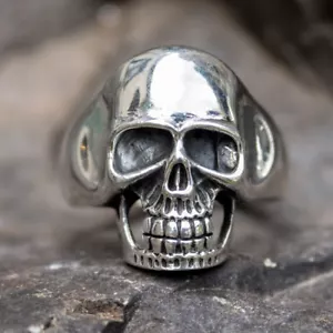 Skull Ring Chunky .925 sterling silver Biker Heavy Metal Gothic Punk Sizes M - Z - Picture 1 of 4