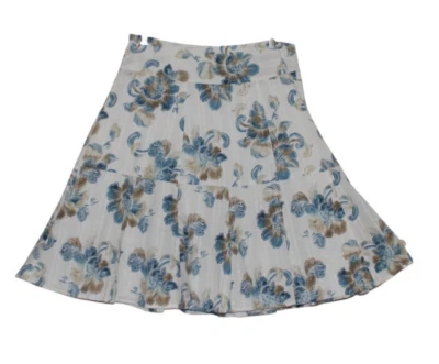 Falda Axcess Azul y Beige Sobre Blanco Cintura Caída Algodón Falda Para Mujer 8 Foto 1 de 4