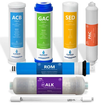 6 Month Alkaline Ultraviolet Reverse Osmosis Replacement Set – 7 Filter – 50 GPD - Image 1 of 4