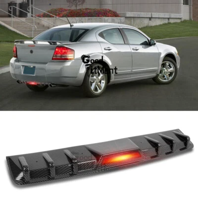 For Chrysler Sebring 95-10 Carbon Fiber Rear Bumper Diffuser Lip W/Red LED Light - Image 1 of 4