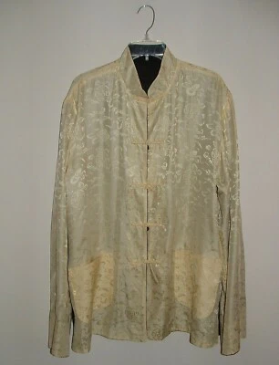 Men's Oriental Asian Reversible Jacket, 100% Silk, L, Cream / Black, pre-owned - Image 1 of 4