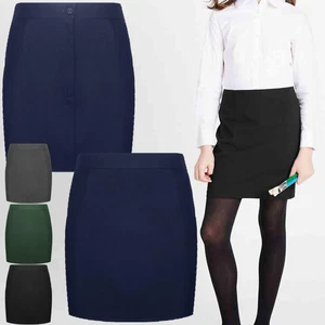 KIDS GIRLS PENCIL SKIRT PLAIN HIGH WAISTED SCHOOL UNIFORM SHORT DRESS DANCE WEAR - Picture 1 of 6