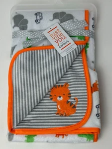 NWT Carters Just One You Orange White And Gray Striped Jungle Tiger Baby Blanket - Picture 1 of 5