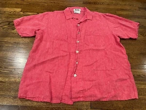 Flax Shirt Women S Red 100% Linen Lagenlook Relaxed Short Sleeve - Picture 1 of 6