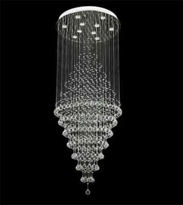 Modern Crystal Chandelier Lamp Villa Staircase Light Raindrop Round Circle Light - Image 1 of 4