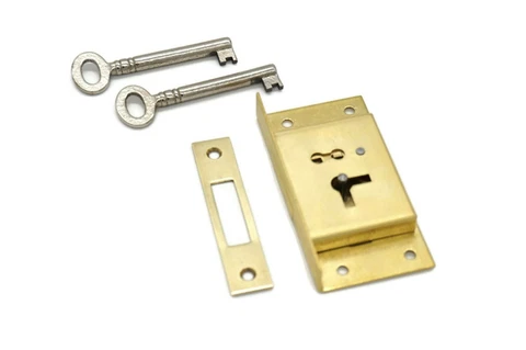 Half Mortise Lock Chest Trunk Large Box Lock Solid Brass Cabinet Lock 2 Keys Cover