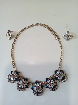 Conjunto de collar y pendientes florales de diamantes de imitación de cristal de ópalo - G1 Foto 1 de 4