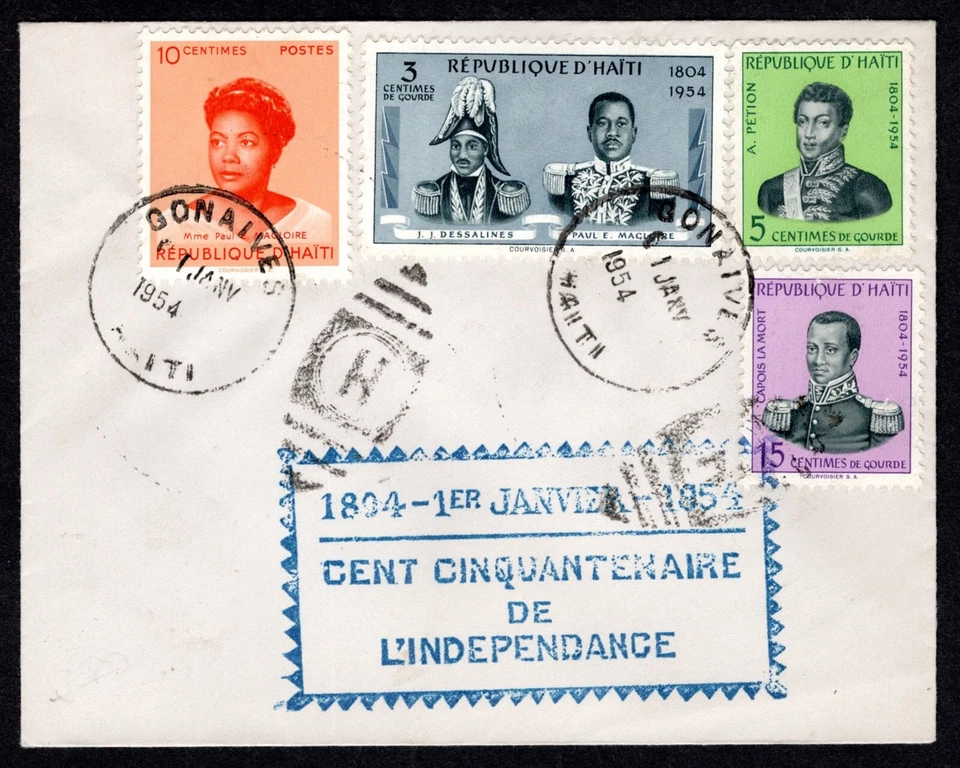 402, 393, 394, 399 en Souvenir FDC con Cachet Conmemorativo y Gonaives Dúplex Foto 1 de 1