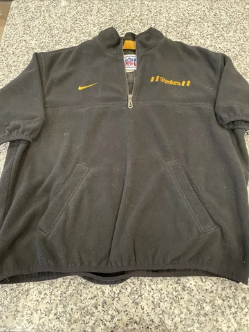 Vintage Fleece Team Nike Pittsburgh Steelers 1/4 Zip Pullover Short Sleeve Pro Cover