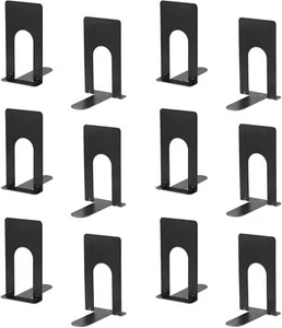 Small Book Ends, Bookends for Shelves, Heavy Duty Metal Bookends, Black - Picture 1 of 8