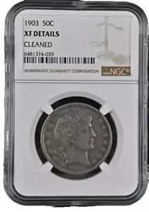 1903 Barber Half Dollar  NGC XF Details Cleaned  90% Silver 50c US Type Coin - Picture 1 of 4