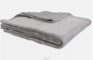Serta Damask Stripe Plush Blanket Full/Queen 90"x90" Gray Full\Queen - Picture 1 of 3