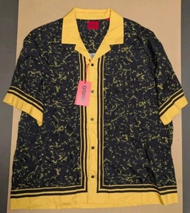 Brand New HUGO BOSS Cotton Blend Short Sleeve Button Down Shirt Size Small - Picture 1 of 3