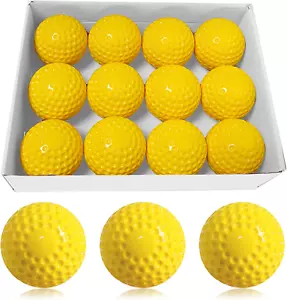 12 Pack Yellow Dimpled Baseballs, 9-Inch for Pitching Machine, Hand-Eye Coordina - Picture 1 of 12