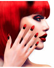 12 Stileto Fingernagel Schwarz  Rot Selbstklebend Als Kostumzubehor