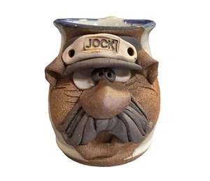 Mahon Pottery Mug Funny Face Art Pottery Mustache Man Jock Vintage Signed - Picture 1 of 10