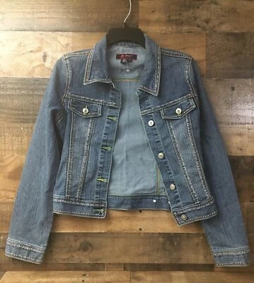 铂金毛绒牛仔夹克小号水钻褪色设计师骑手 Y2K 阅读 — 第 1/4 张图片