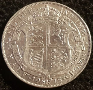 1915 George V .925 Silver Half Crown Coin Lot AU2 - Picture 1 of 2