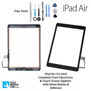 iPad Air (1st Gen) Complete Front Glass Digitiser Touch Screen Assembly - BLACK - Picture 1 of 7