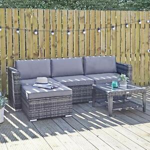 Azuma Outdoor Monaco 5pc Aluminium Rattan Garden Furniture Patio Sofa Set Grey